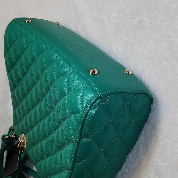St. John Kelly quilted  Green Leather Sachel's handbag Preppy - Picture 12 of 16